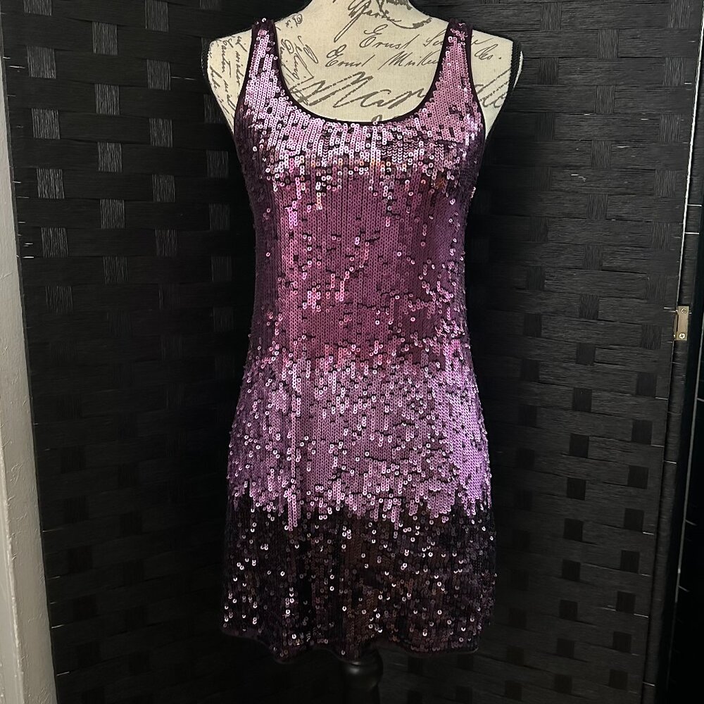 Express XS Purple Ombré Sequins Tank Mini Party Dress
